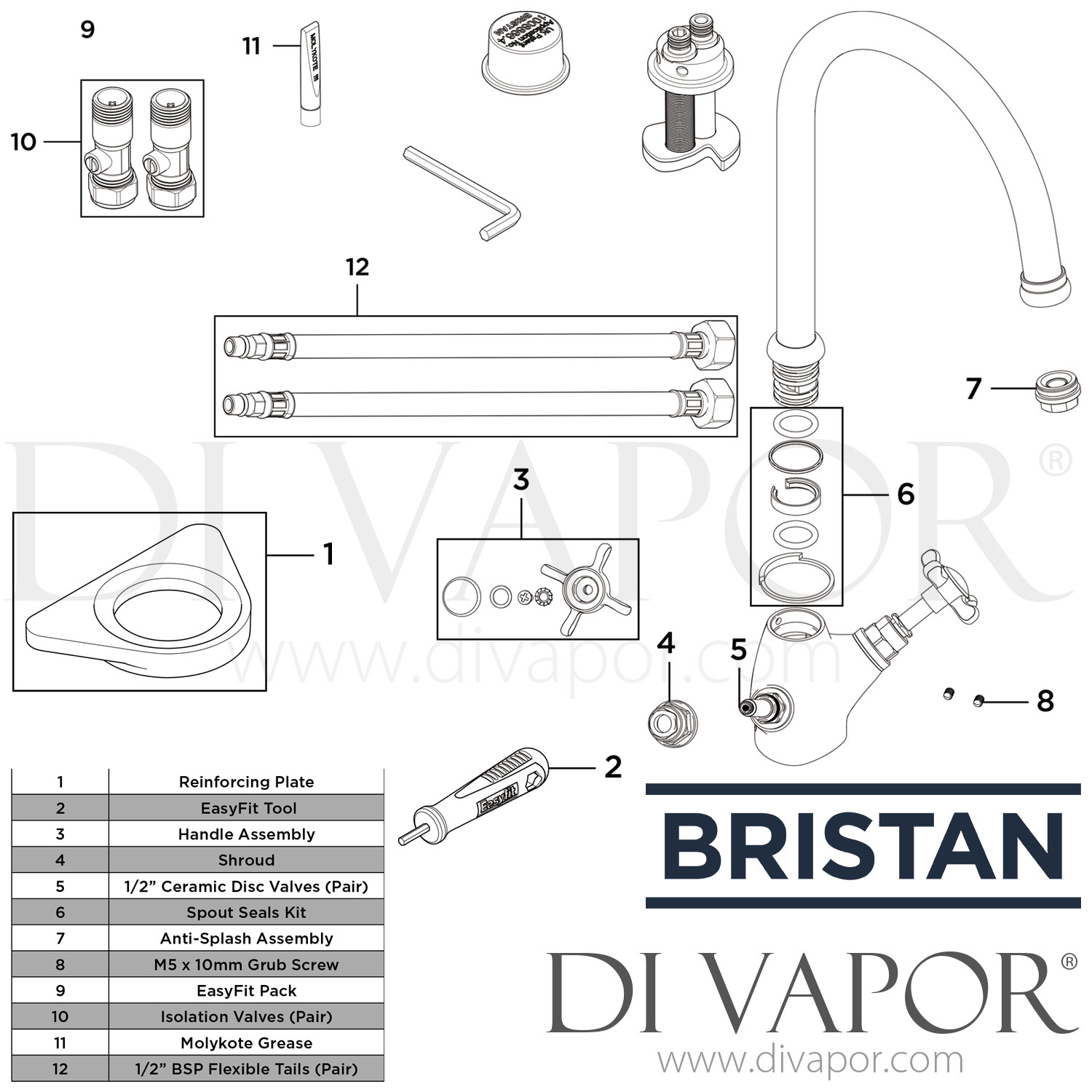 Bristan N SNK EF C TO 1901 Easyfit Sink Mixer Kitchen Tap Spare Parts